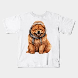 Winter Chow Chow Dog Kids T-Shirt